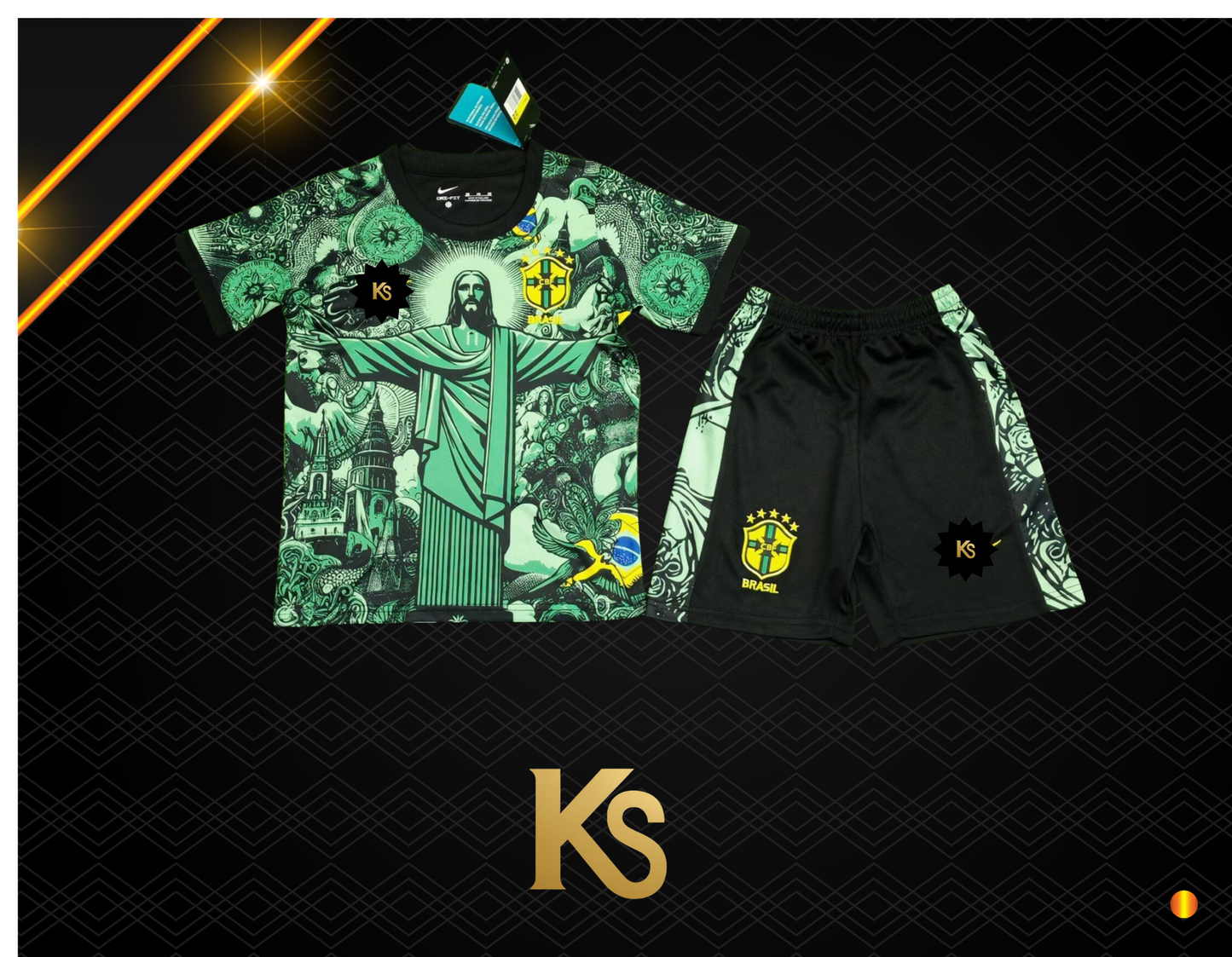 KIT NIÑO BRASIL X CRISTO REDENTOR VERDE